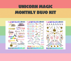 Unicorn Monthly Bujo Sticker Kit Digital Download