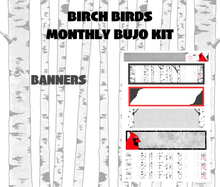 Birch Birds Monthly Bujo Sticker Kit Digital Download