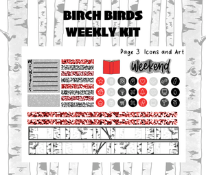 Birch Birds Weekly Sticker Kit Digital Download
