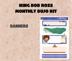 King Bob Ross Monthly Bujo Sticker Kit Digital Download