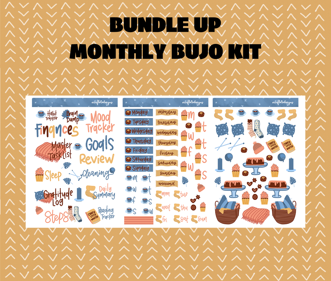Bundle Up Monthly Bujo Sticker Kit Digital Download