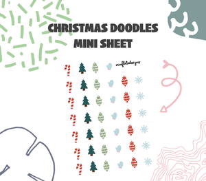 Christmas Numbers and Doodles Mini Stickers Digital Download