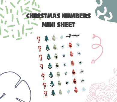 Digital Download - Christmas Numbers and Doodles Mini Stickers