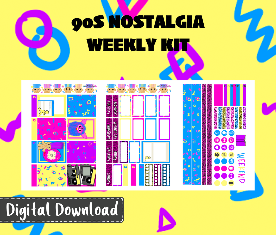 Digital Download - 90s Nostalgia Weekly Sticker Kit