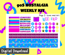 90s Nostalgia Weekly Sticker Kit Digital Download