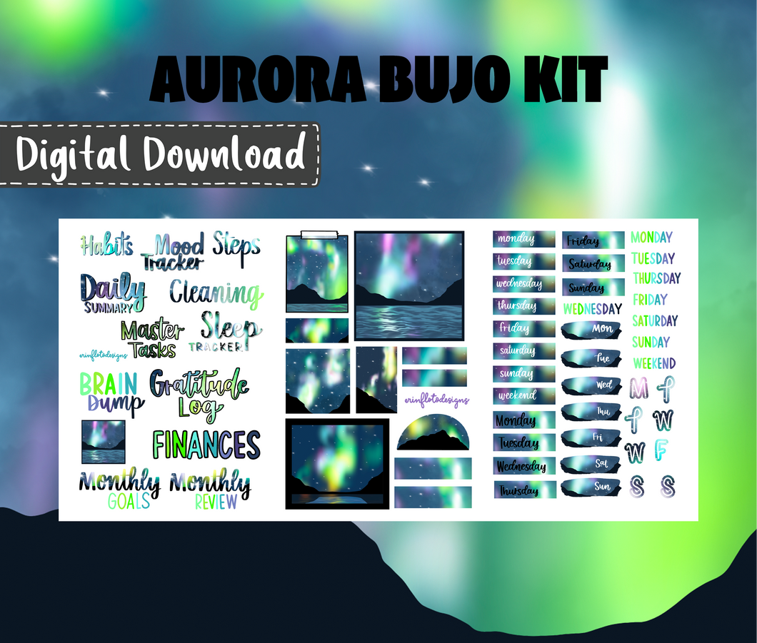 Aurora Bujo Sticker Kit Digital Download