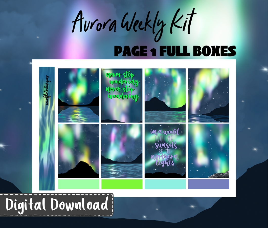 Aurora Weekly Sticker Kit Digital Download