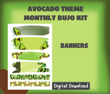 Avocado Theme Monthly Planner Sticker Kit Digital Download