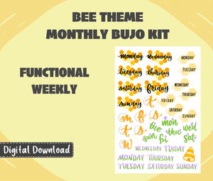 Bee Theme Bujo Planner Sticker Kit Digital Download