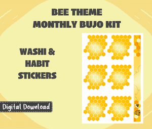 Digital Download - Bee Theme Bujo Planner Sticker Kit