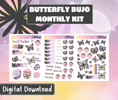 Digital Download - Butterfly Monthly Bujo Sticker Kit