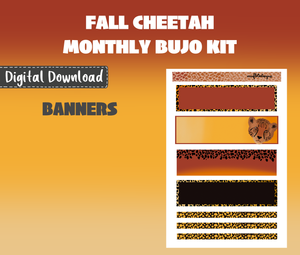 Fall Cheetah Monthly Bujo Sticker Kit Digital Download