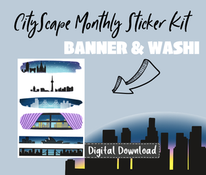 Cityscape Monthly Planner Sticker Kit Digital Download