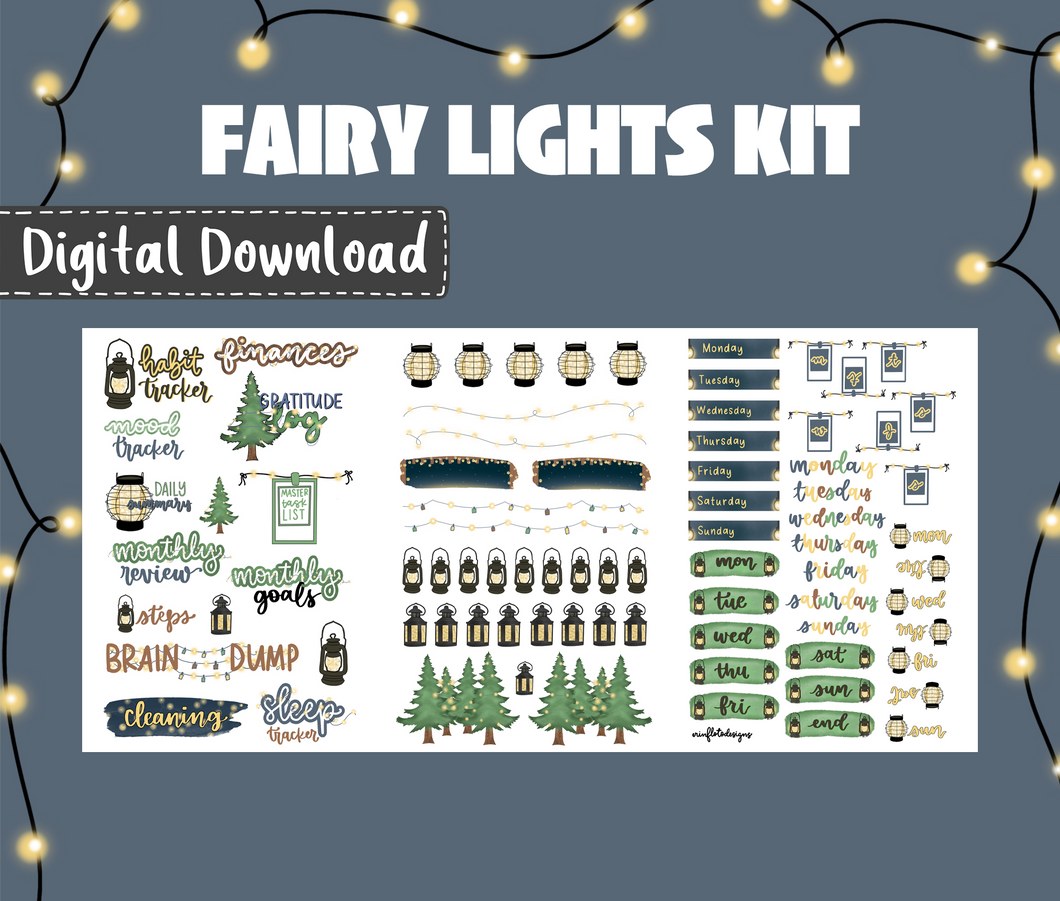 Digital Download - Fairy Lights Monthly Bullet Journal Sticker Kit