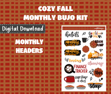 Digital Download - Cozy Fall Monthly Bujo Sticker Kit