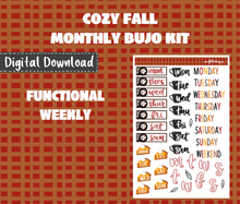 Cozy Fall Monthly Bujo Sticker Kit Digital Download