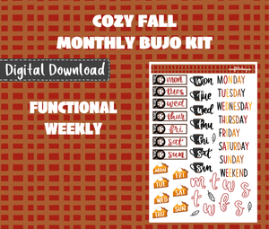 Cozy Fall Monthly Bujo Sticker Kit Digital Download