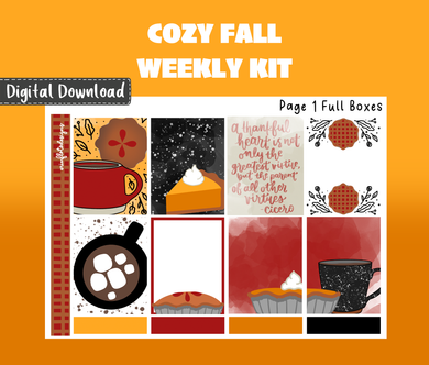 Cozy Fall Weekly Sticker Kit Digital Download