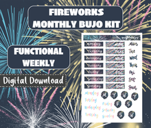 Fireworks Monthly Bujo Sticker Kit Digital Download