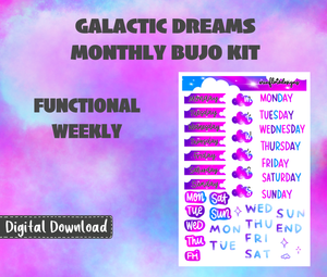 Galactic Dreams Monthly Bujo Sticker Kit Digital Download
