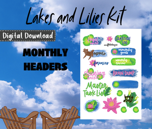 Digital Download - Lakes and Lilies Monthly Sticker Kit