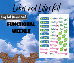 Lakes and Lilies Monthly Sticker Kit Digital Download