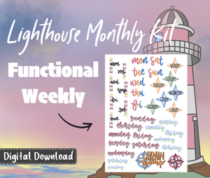 Digital Download - Lighthouse Theme Monthly Planner Sticker Kit