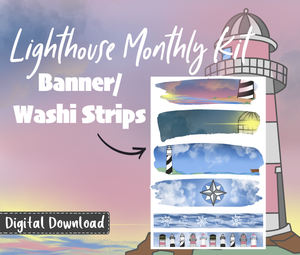 Lighthouse Theme Monthly Planner Sticker Kit Digital Download