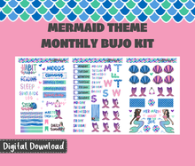 Digital Download - Mermaid Monthly Bujo Sticker Kit