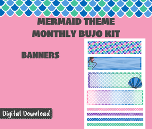 Mermaid Monthly Bujo Sticker Kit Digital Download