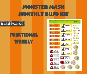 Digital Download - Monster Mash Monthly Bujo Sticker Kit