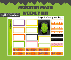 Digital Download - Monster Mash Weekly Sticker Kit