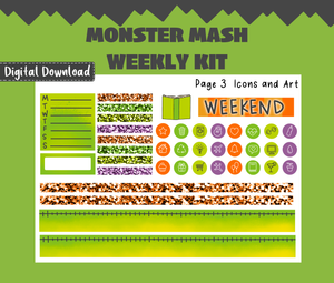 Monster Mash Weekly Sticker Kit Digital Download