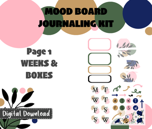 Mood Board Journaling Sticker Kit Digital Download
