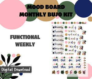 Digital Download - Mood Board Monthly Bujo Sticker Kit