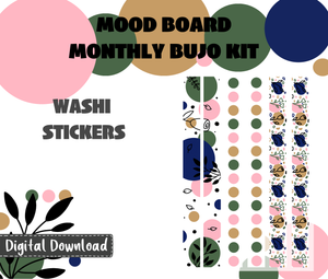 Mood Board Monthly Bujo Sticker Kit Digital Download