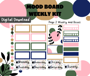 Mood Board Weekly Sticker Kit Digital Download