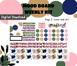 Mood Board Weekly Sticker Kit Digital Download