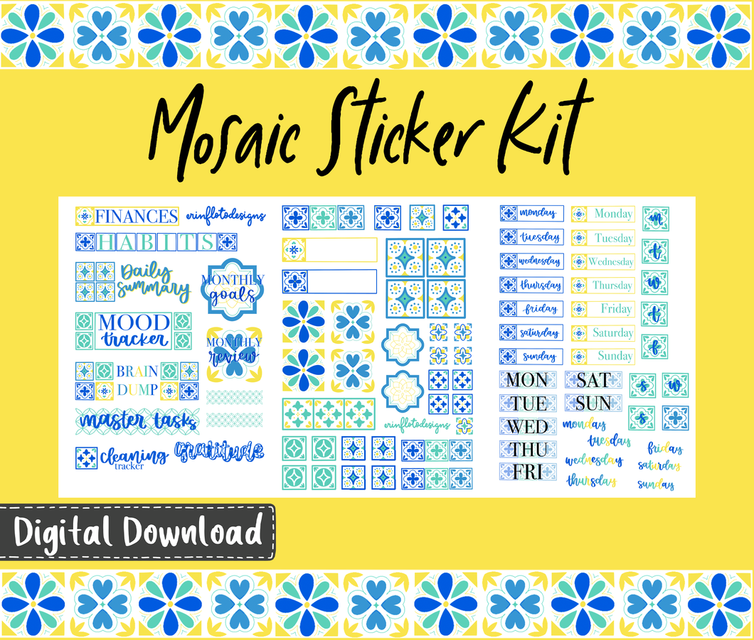 Mosaic Tile Monthly Sticker Kit Digital Download