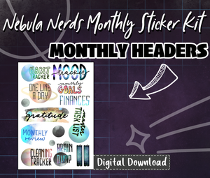 Nebula Nerds Galaxy Sticker Kit Theme Digital Download