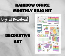 Digital Download - Rainbow Office Monthly Bullet Journal Sticker Kit