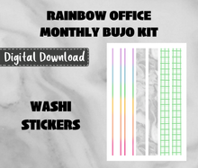 Rainbow Office Monthly Bullet Journal Sticker Kit Digital Download
