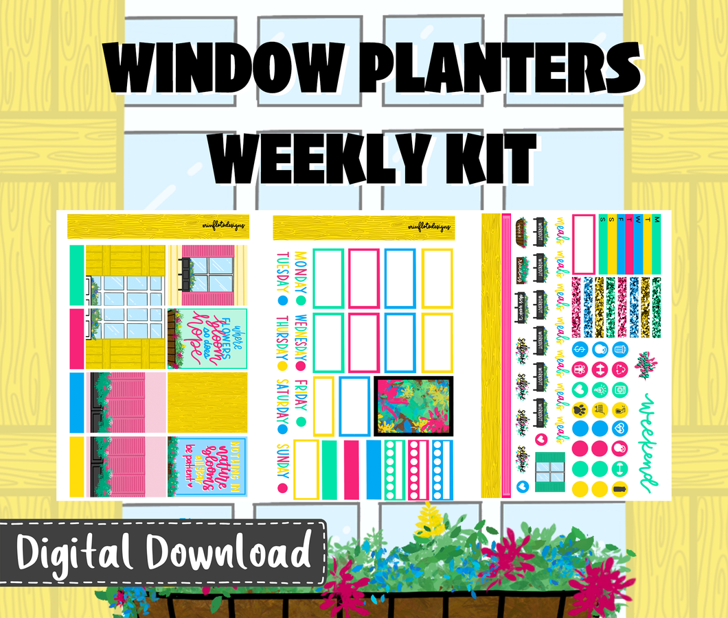 Digital Download - Window Planters Weekly Sticker Kit
