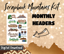 Scrapbook Mountain Sticker Kit Digital Download