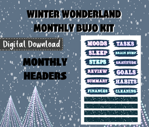 Winter Wonderland Monthly Bujo Sticker Kit Digital Download