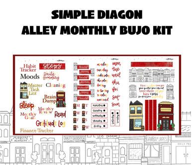Digital Download - Diagon Alley Monthly Bujo Sticker Kit