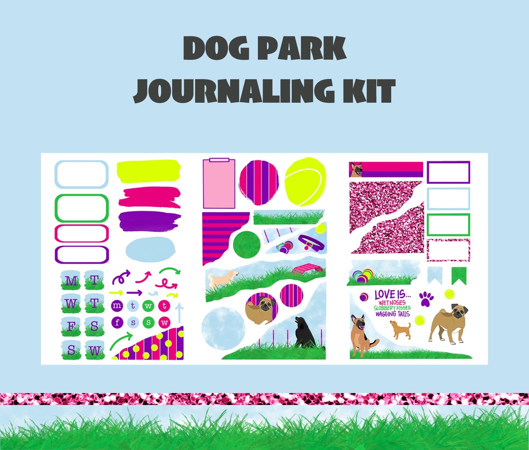 Dog Park Journaling Sticker Kit Digital Download