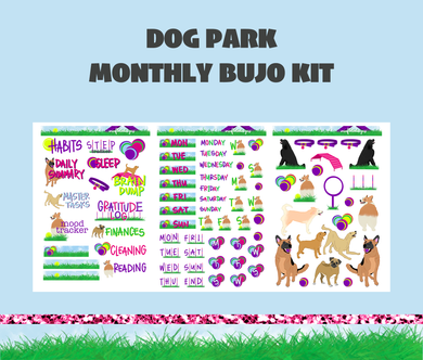 Dog Park Monthly Bujo Sticker Kit Digital Download