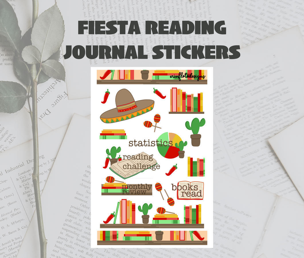 Fiesta Reading Journaling Stickers Digital Download