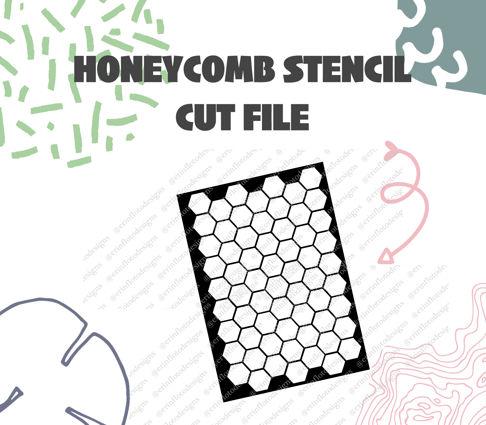 Honeycomb Full Page Stencil Cut File Digital Download – Erin Floto Designs honeycomb-full-page-stencil-cut-file-digital-download-erin-floto-designs